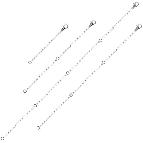 4 piezas Extensor de Collar Plata, 5/10/15/20 cm Extensor de Collar Extensión Extensor de Cadena Necklace Extender para Collares Pulseras Fabricación de Joyas Mujeres Hombres (4 Tamaños)