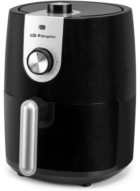 Orbegozo FDR 27, Freidora de aire, 2,5 litros, termostato ajustable, temporizador, cubeta extraíble con recubrimiento antiadherente apta para lavavajillas, 1200 W