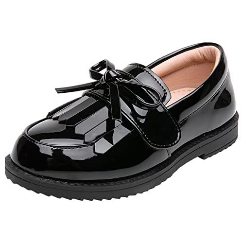 Niña Vestido Zapato Chico Ponerse Oxford Boda Iglesia Microfibra Escuela Uniforme Mocasines Negro,35