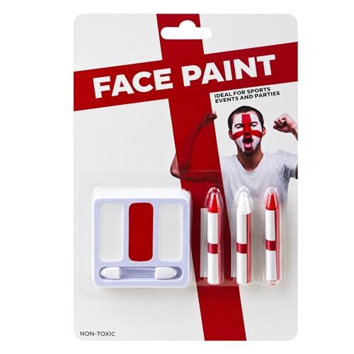 Pintura facial de Inglaterra con color blanco y rojo para el cuerpo de la cara, accesorios de maquillaje de la bandera de Inglaterra para adultos, eventos de la Copa del Mundo de fútbol, celebraciones
