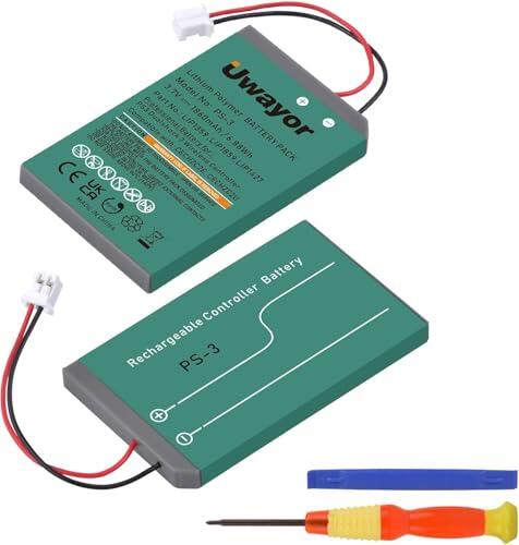 Uwayor Batería para Mando PS3 PS3 de Repuesto, 2 baterías de 1860 mAh para Sony PlayStation 3 y Dualshock 3 Wireless Controller LIP1359,LIP1472, LIP1859, CECHZC2E, CECHZC2U