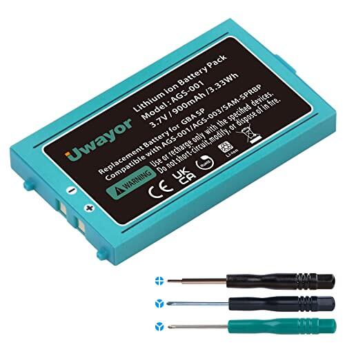 Batería Uwayor GBA SP 900mAh de repuesto compatible para Nintendo Gameboy Advance SP con kit de herramientas