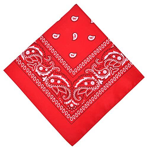 Aomig Pañuelos Cabeza Mujer, Pañuelo Pirata con Diseño Único Estampado, Bandana Hombre de Moda y Deporte, Pañuelos de Colores Unisex para Cuello, Cabeza, Muñeca, Adultos y Niños, 54 X 54 cm (Rojo)
