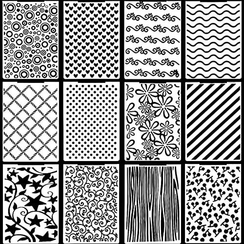 12 Piezas Carpetas de Relieve Plástico Carpeta de Embossing, Plantilla transparente para sobre de tarjeta de papel de álbum de bricolaje (14.8 x 10.5 cm) (Estilo 3)
