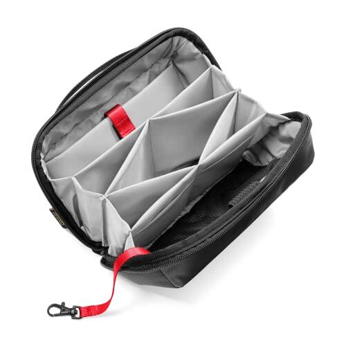 tomtoc Bolsa para Organizar Cable, Organizadora de Accesorios Electrónicos, para MacBook Adaptador, Cable, Hub, Power Bank, USB Stick, Fuente Alimentación, Cargador, Disco Duro, Negro, como Regalos