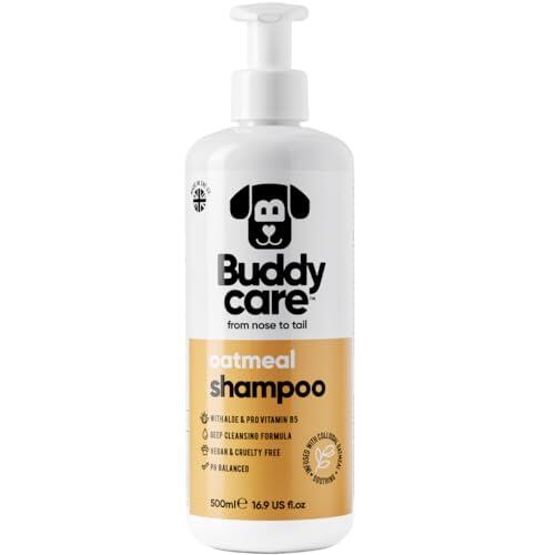 Buddycare Champú de Avena para Perros | Champú para Perros con Piel irritada | Aliviante y rehidratante | Contiene Aloe Vera y B5 (500ml)