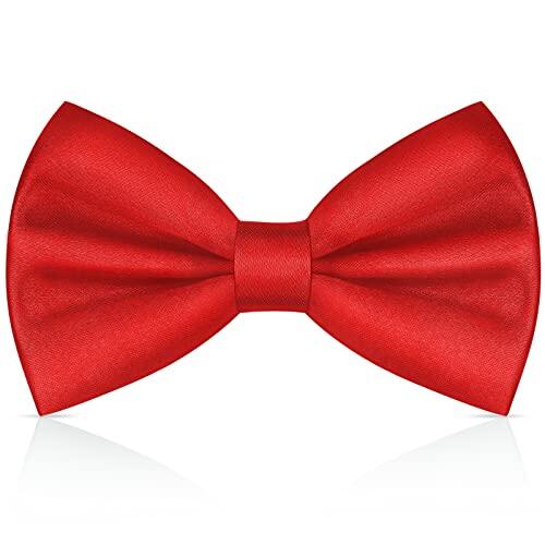 URAQT Pajaritas Hombre, Pajarita Niño de Color Solido Clásico Ajustable, Bow Tie Elegante con Gancho con Nudo, Accesorios Ropa Hombre para Business Fiesta Bodas Oficina Regalo de Hombres (Rojo)
