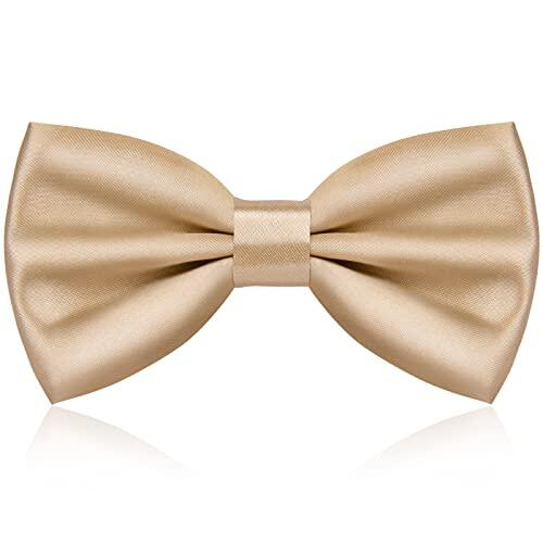 URAQT Pajaritas Hombre, Pajarita Niño de Color Solido Clásico Ajustable, Bow Tie Elegante con Gancho con Nudo, Accesorios Ropa Hombre para Business Fiesta Bodas Oficina Regalo de Hombres (Champán)