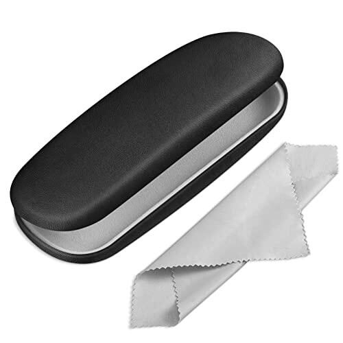 FINTIE Funda Gafas Rigida, Portátil Cuero y Sintético Estuche Gafas Rigido con Pañuelo Limpia Gafas para Mujeres y Hombres