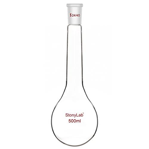 stonylab Kjeldahl Flask, Matraz de Laboratorio de Cuello Largo de Pared Pesada Vidrio de Borosilicato Fondo Redondo Kjeldahl Flask con 24/40 Articulación Exterior Cónica Estándar, 500 ml
