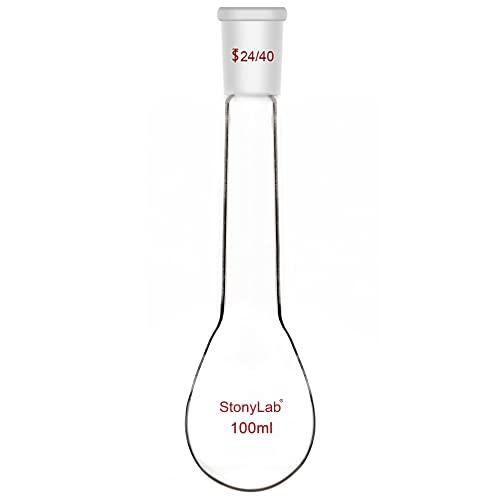 stonylab Kjeldahl Flask, Matraz de Laboratorio de Cuello Largo de Pared Pesada Vidrio de Borosilicato Fondo Redondo Kjeldahl Flask con 24/40 Articulación Exterior Cónica Estándar, 100 ml