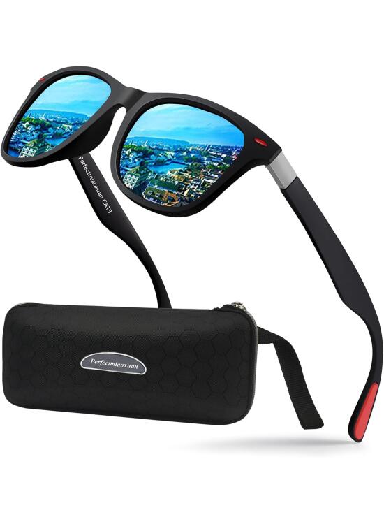 Perfectmiaoxuan Gafas de sol polarizadas para hombres y mujeres Verano Vacaciones futuristas Pesca Conducción clásicos vintage gafas irrompibles protección UV
