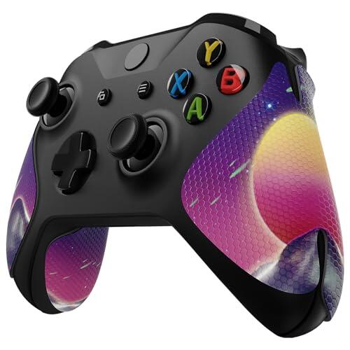 eXtremeRate Pegatina de Agarre para Xbox One Accesorios - Adhesivo de Silicona Antideslizante con Textura de Goma, Protectora Piel para Xbox One S/X Mando (La Cyber Luna)