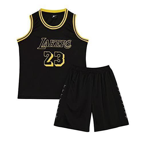 Huniam Camiseta de Baloncesto Niños Traje de Ropa Deportiva, Juego de Camiseta sin Mangas y Pantalones para Pequeños, 1 Top + 1 Pantalón (Negro, 9-11 años)