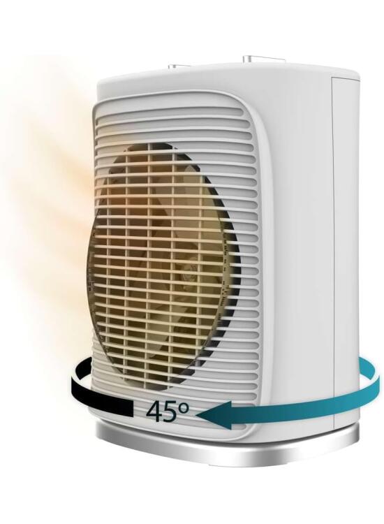 Cecotec Calefactor Eléctrico Bajo Consumo ReadyWarm 2050 Max Force Rotate White. Termoventilador de 2000 W Manual, Oscilación de 65º, 3 Modos, Termostato Regulable, Área de Cobertura 20m2, Blanco