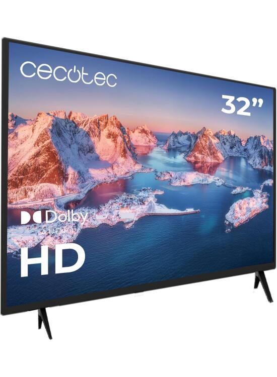 Cecotec TV, Televisor LED de 32Pulgadas 0 Series 0032S. Pantalla 32 Pulgadas, HD, Resolución de imágenes y Videos óptima, Sistema Dolby, Memoria Flash, Conectividad HDMI/USB, Mando a Distancia
