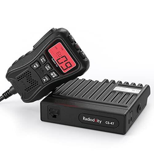 Radioddity Radio CS-47 CB Off Road Compact Mobile, Am/FM, 40 Canales, Pantalla LCD Grande de 7 Colores sobre micrófono con Altavoz Incorporado, VOX, RF Gain