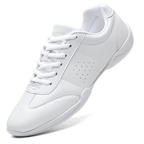 ZVC Zapatos de animación para niñas, zapatos blancos de animadora para mujer, tenis de animación para jóvenes y niños, Blanco-pu-adulto, 40 EU