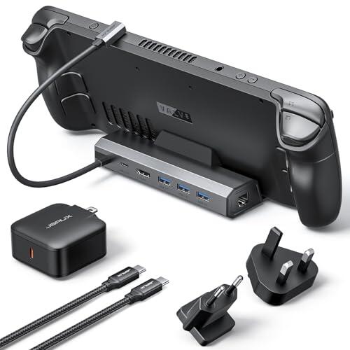 JSAUX Dock 6 en 1 4K 120 Hz con Cargador 65 W, para Steam Deck/ROG Ally