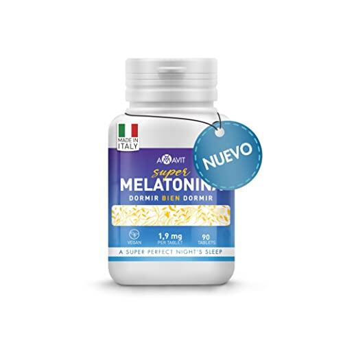 Melatonina Pura 1,9 mg Pastillas para Dormir [Fácil de Tragar] Melatonina para el Sueño Natural con Adenosina y Glicina para Dormir Bien [Alta Absorción] - AMAVIT 90 Tabletas