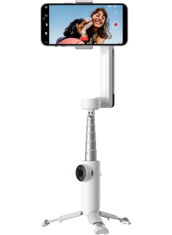 Insta360 Flow - Gimbal para Móviles con Seguimiento, Estabilización de 3 Ejes, Selfie Stick y Trípode Incorporados, Portátil y Plegable, Blanco Nieve.