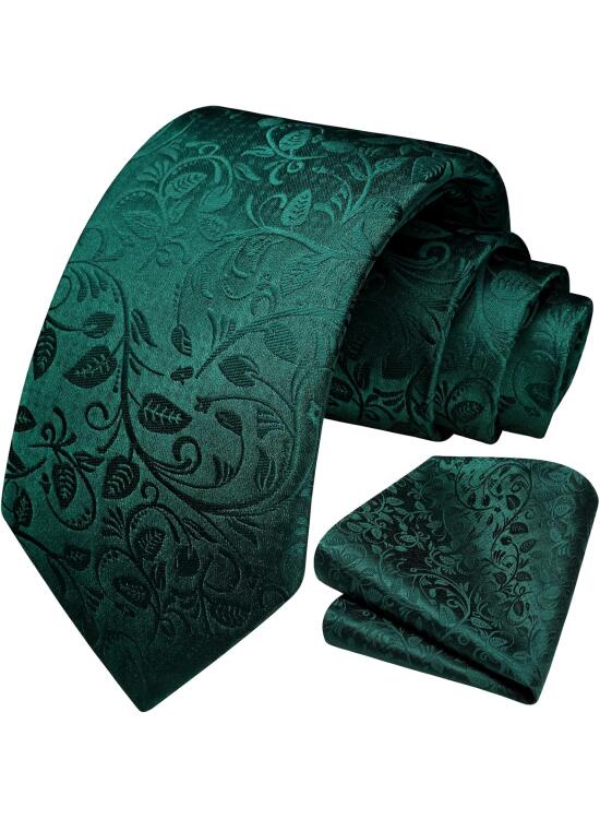 HISDERN Paisley Floral Corbata para hombre y juego de bolsillo cuadrado para boda business professional classic