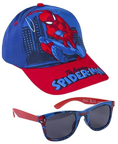 Set Gafas de Sol y Gorra Spiderman - Talla de 2 a 5 Años - Protección UV 400 y Filtro de Categoría 3 - Gorra Infantil con Velcro Ajustable - Producto Original Diseñado en España