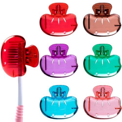 Fundas para cepillo de dientes, cubiertas ventiladas para testina de viaje, compatibles con la mayoría de cabezales manuales y eléctricos, capuchones protectores reutilizables con clip (6 colores)