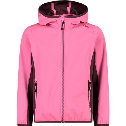 CMP - Chaqueta softshell ligera para niños con capucha fija, Rosa Fluo-Ciruela, 116