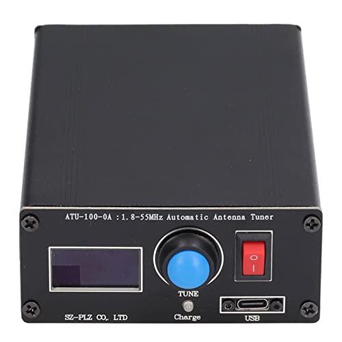 Eujgoov Mini Sintonizador de Antena Automático, ATU-100, Pantalla de 0.96 Pulgadas, Sintonizador de Radio con Carga USB, 1.8-55Mhz