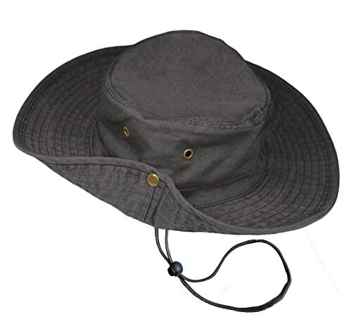 TOSKATOK UPF 50 + Boys Kids Safari Outback Sombrero de protección Solar de algodón Estilo Australiano con ala Ancha, Correa de Barbilla Desmontable, Botones Laterales y Rejillas de ventilación