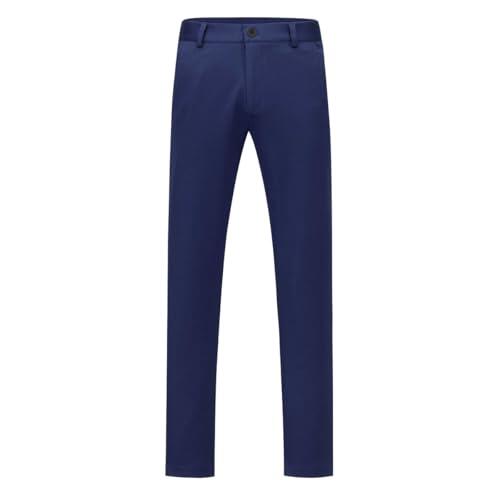 Allthemen Pantalón de Traje de Hombre con Comodidad elástica Traje Slim fit Pantalón Recto para Negocios Azul Marino M