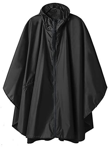 Poncho Impermeable Reutilizable Adulto Unisex Chubasquero Capa de Lluvia Nieve Negro sólido