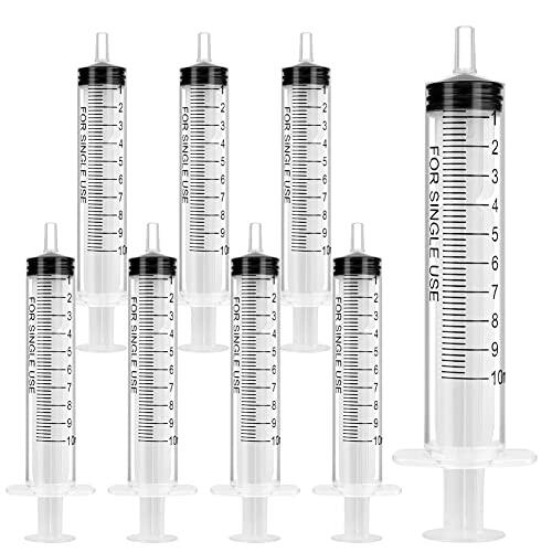OFFCUP Jeringas, 8pcs 10ml Jeringa de Plástico, Jeringa de Jardín, Jeringa de Líquido Reutilizable, Jeringa Grande para Laboratorios Científicos, Medición, Riego, Relleno, Filtración