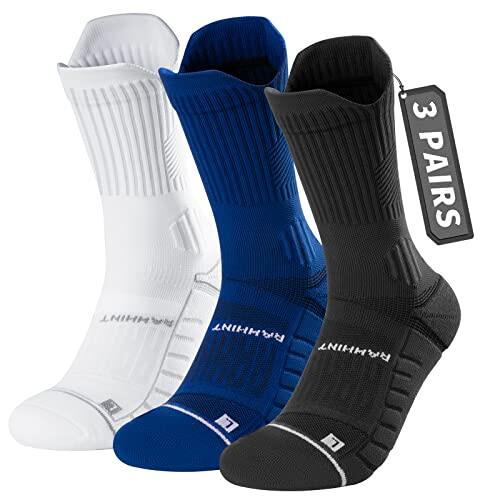 Rahhint Coolmax Compresión Calcetines Running Hombre, Deporte Anti-Ampollas, Amortiguación Respirable, Soporte del Arco (Tallas 35-51, 3 Pares)​