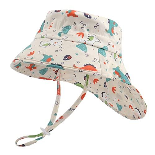 LACOFIA Gorro Proteccion Solar Bebé Sombrero Sol de Algodón Verano Niño Visera Ajustable para Playa/Piscina Beige 2-5 años