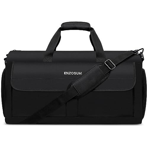 Bolsa Portatrajes Funda de Viaje para Traje Bolso Porta Trajes Ropa Vestidos con Correa para el Hombro Ajustable, Bolso Weekender Porta Trajes 2en1, Porta Traje para Hombre, Equipaje de Mano, Negro