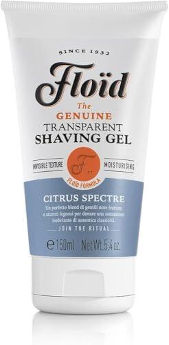 Floid Citrus Spectre Gel afeitar transparente (150 ml), crema afeitar con glicerina para proteger e hidratar la piel, jabón afeitar suave de aroma relajante