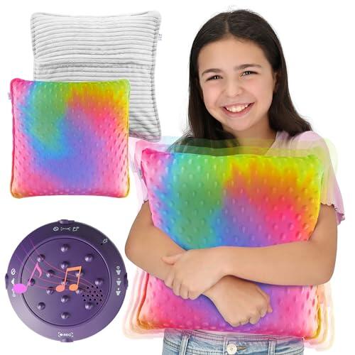 Special Supplies Almohada vibratoria activada por presión sensorial para niños y Adultos, Cubierta Suave de Felpa Minky de 12 Pulgadas, con Textura de estimulación, 3 Modos de vibración, grabación de