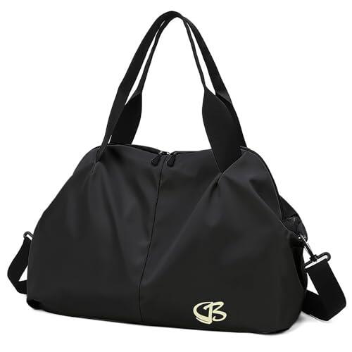Vllcsla Bolsa Deporte Mujer Pequeña, Bolsos Deportivo con Bolsillo Humedo, Bolso Gimnasio, Bolsa de Viaje Resistente al Agua, Bolsas de Fin de Semana Suave, Mochila Gimnasio Mujer, Negro