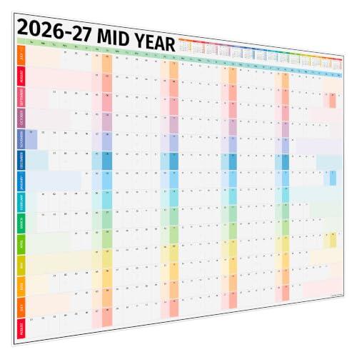 Planificador de pared para año académico 2026-2027, calendario de pared | Planificador de pared grande A1 de 84 x 61 cm, julio de 2026 a agosto de 2027, edición de 14 filas de meses lineales