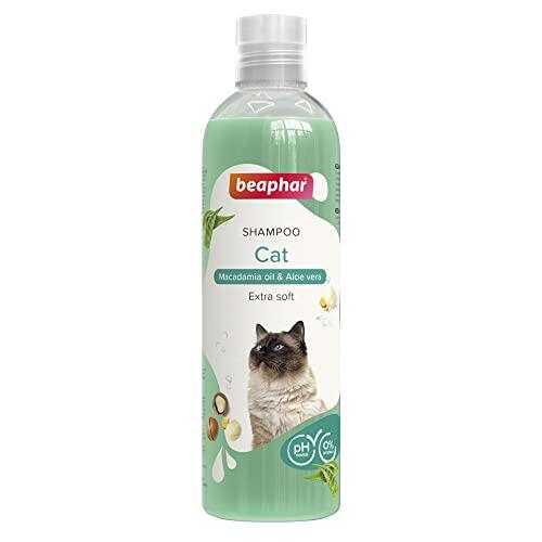 Beaphar Champú Gatos 250ml – Extractos Naturales de Aloe Vera y Aceite de Macadamia – Cuida y Protege su Piel y Pelo –Apto para Gatos con Todo Tipo de Pelo - Vegano - pH Neutro – 250 ml