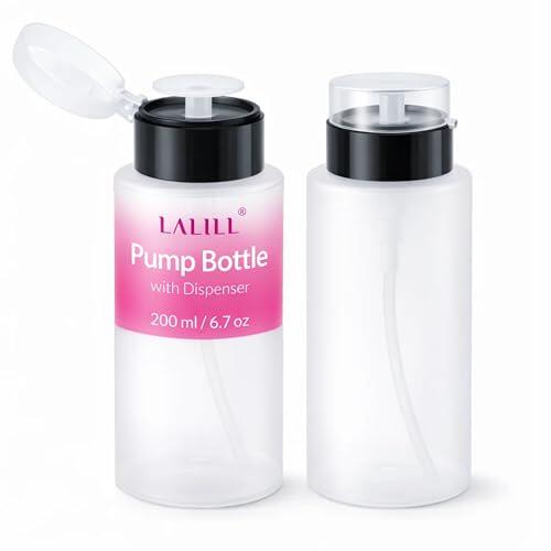 LALILL Botellas Dosificadoras 2x200ml - Dispensador con Bomba para Líquidos Cosméticos - Acetona Quitaesmalte Cleaner Loción Champú - Profesional y Hogar