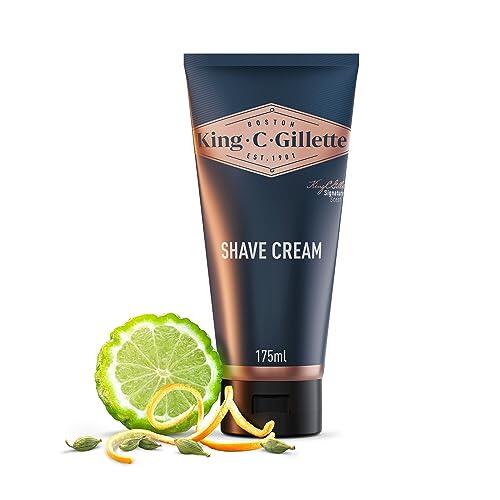 King C. Gillette Crema De Afeitar Para Hombre, Barrera Enriquecida Para Una Protección Extra, Con El Aroma Único De King C. Gillette, 175 ml