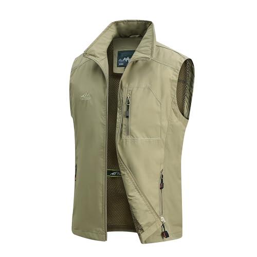 MeiLayM Chaleco de Pesca con Múltiples Bolsillos para Hombre Aire Libre Viajes Deportes Chalecos Casual Respirable chaqueta Fotografia Al Aire Libre Secado Rápido Chaleco