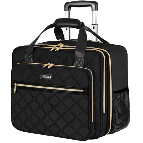 Ytonet Maletin con Ruedas Mujer Grande, Trolley con Ruedas 40L con Compartimento para Maletin Portatil 17 Pulgadas Multifuncional Impermeable Bolsa Laptop Bag para Viaje, Trabajo, Negocios, Negro