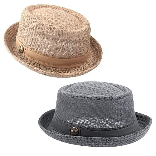 ZffXH Sombrero Pork Pie De Malla De Verano, 2 Piezas De Bolos y Pastel De Cerdo, Frescos para Fiesta en la Playa, Gorra De Barco, De Paja para Fiesta