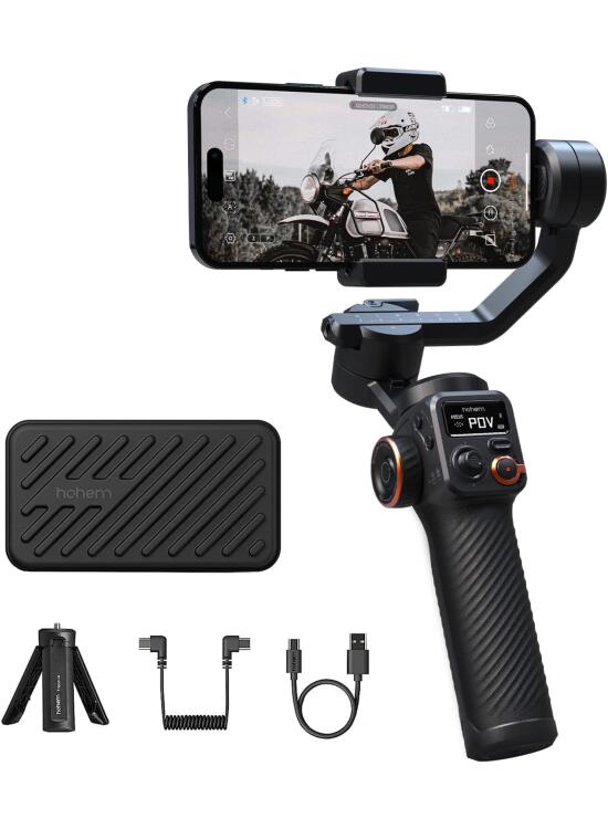 hohem iSteady M6 Gimbal Estabilizador para iPhone, 3 Ejes Smartphone Gimbal Built-in OLED,Carga Útil 400g,Reverse Charging, Gimbal Estabilizador para Videoblogs, vídeos de Youtube y TikTok