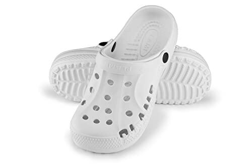 ESTRO Zuecos Sanitarios Mujer Goma - Unisexo Zapatillas Casa Verano Hombre Zuecos Mujer Goma Ligero A78 (41, Blanco)