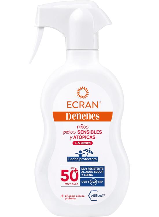Ecran Denenes pistola FPS 50+ - Protección UVB + UVA + IR-A, con Extractos de algodón, Pantenol y Vitamina E, Con vitEox 80® que refuerza las defensas antioxidantes de la piel - 270ml